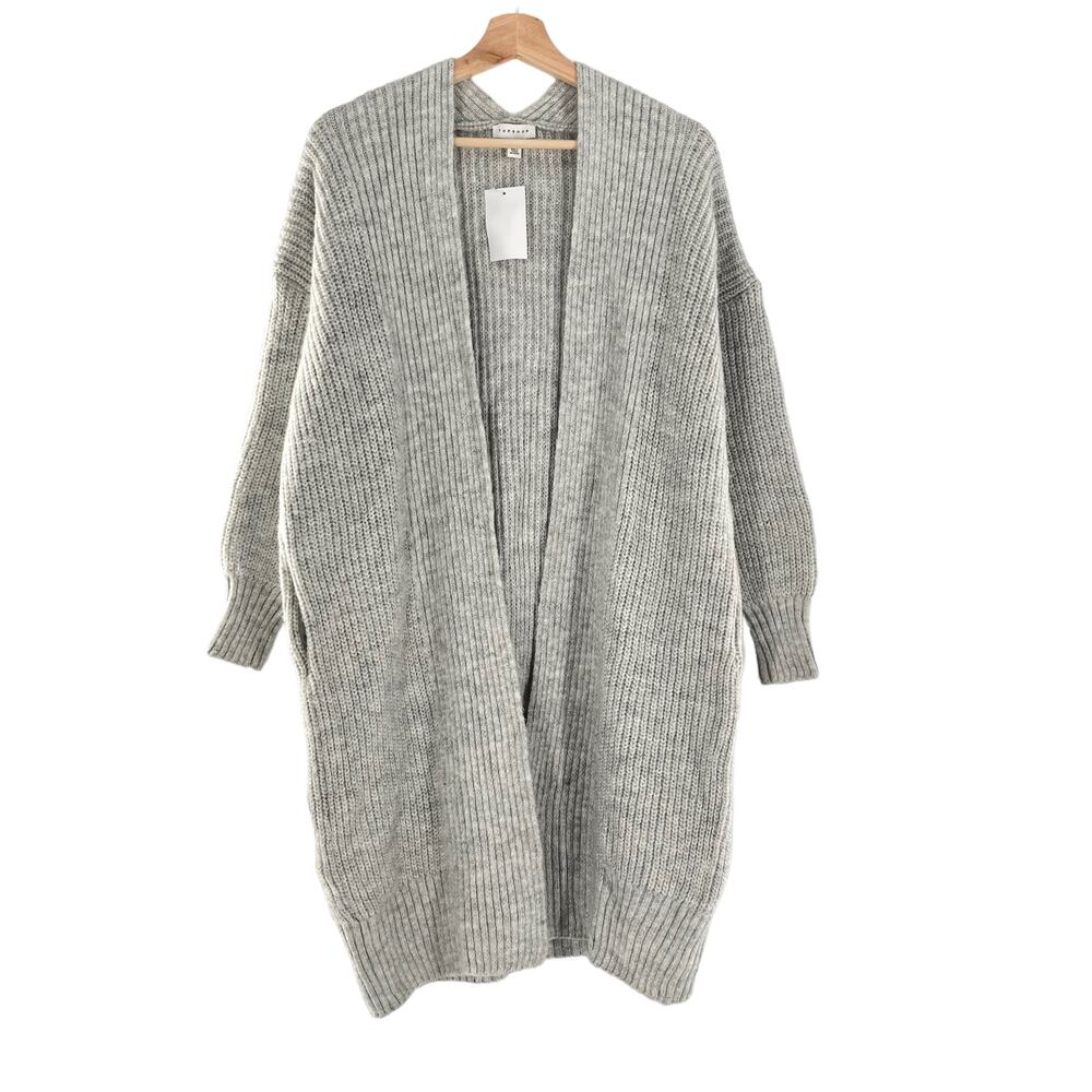 Topshop Duster Cardigan Sweater in Gray Thick Knit `